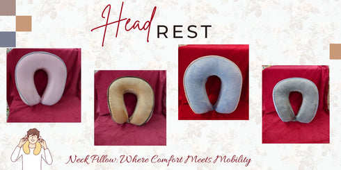 Headrest Travel Neck Pillow (Blue)